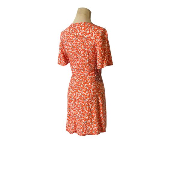 Nobody’s Child orange floral short sleeves wrap mini dress size XS - Picture 10 of 16